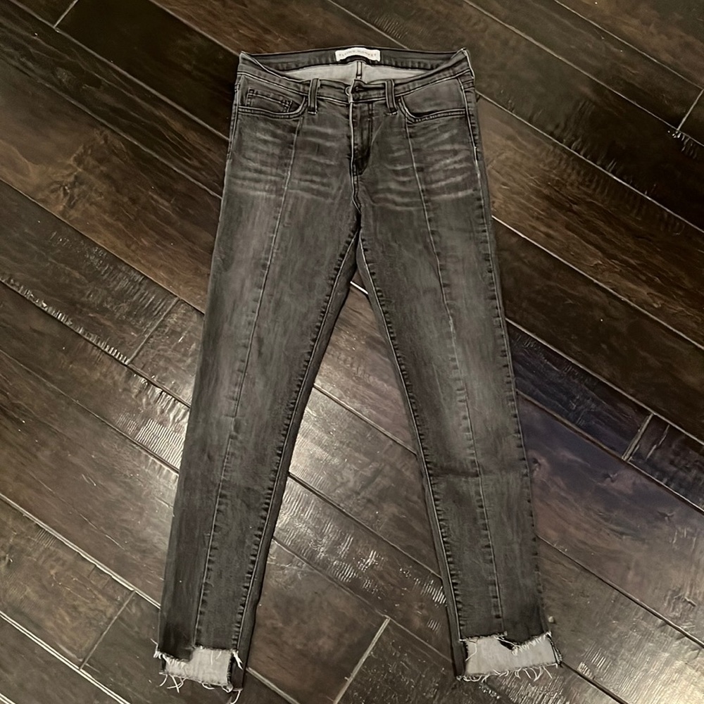 Flying Monkey Black Jagged Edge Hem Jeans with Front Seam Detail Size 28